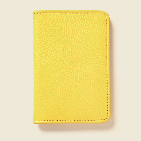Compact Sunny Yellow 4 Pocket RFID Leather Wallet 4 1/8 Inch | Handmade in USA CASUPO  Small Bifold