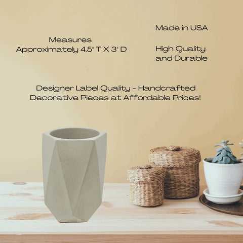 Concrete Geometric Makeup Brush Holder – 4.5 Inch Organizer | Made in USA Chatelet Manufacturing 