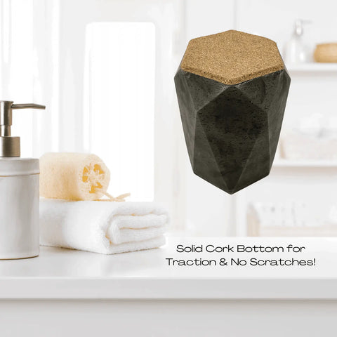 Concrete Geometric Makeup Brush Holder – 4.5 Inch Organizer | Made in USA Chatelet Manufacturing 