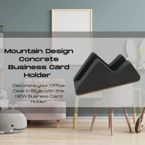 Concrete Mountain Silhouette Business Card Holder – Desk Organizer | Made in USA Chatelet Manufacturing 