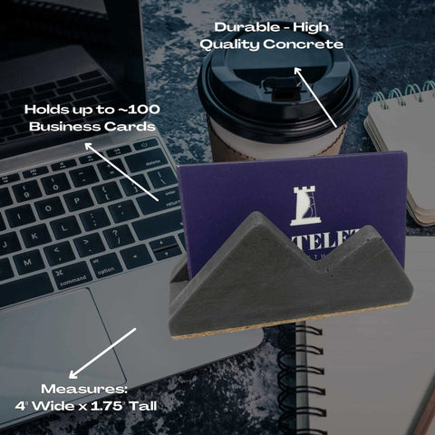 Concrete Mountain Silhouette Business Card Holder – Desk Organizer | Made in USA Chatelet Manufacturing 