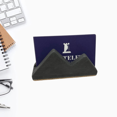 Concrete Mountain Silhouette Business Card Holder – Desk Organizer | Made in USA Chatelet Manufacturing 