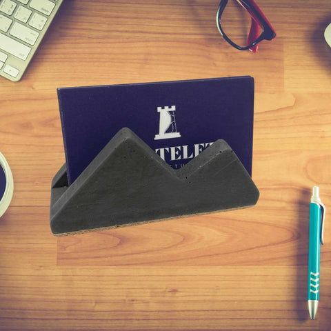 Concrete Mountain Silhouette Business Card Holder – Desk Organizer | Made in USA Chatelet Manufacturing 