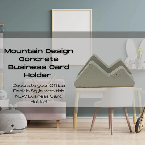 Concrete Mountain Silhouette Business Card Holder – Desk Organizer | Made in USA Chatelet Manufacturing 