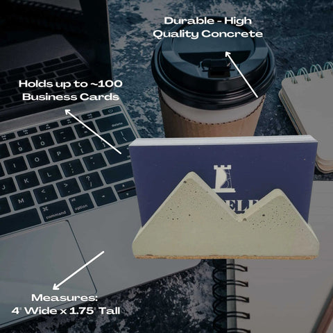 Concrete Mountain Silhouette Business Card Holder – Desk Organizer | Made in USA Chatelet Manufacturing 