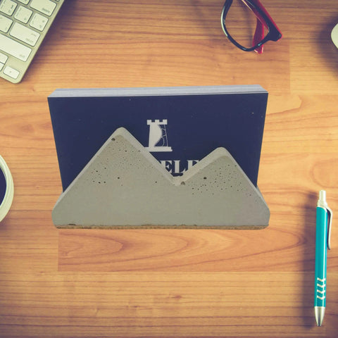 Concrete Mountain Silhouette Business Card Holder – Desk Organizer | Made in USA Chatelet Manufacturing 