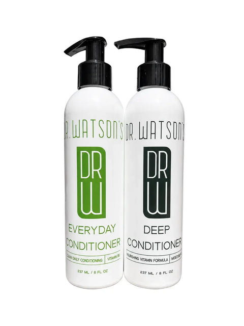 Conditioning Set – Lightweight Everyday & Deep Nourishing Hair Treatment Duo 8 Oz | Made in USA by Dr. Watson's Dr. Watson's Hair & Body Care  Conditioner