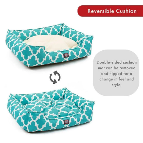 Contemporary Trellis Pattern Pet Lounge Bed – Plush Fiberfill Cushion | Made in USA Majestic Pet