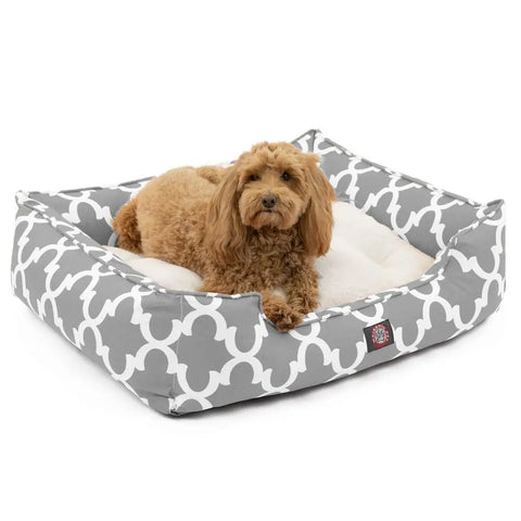 Contemporary Trellis Pattern Pet Lounge Bed – Plush Fiberfill Cushion | Made in USA Majestic Pet