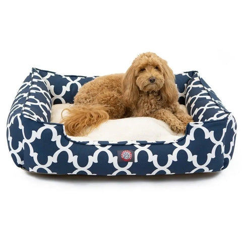 Contemporary Trellis Pattern Pet Lounge Bed – Plush Fiberfill Cushion | Made in USA Majestic Pet