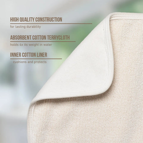 Cook & Clean Bundle 100% Cotton Dish Drying Mat 16" X 18.5", (2) 100% Cotton Pot Holders Carolina Cottons 