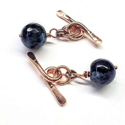 Copper Chain Cufflinks With 10mm Blue Crackle Agate Beads – Handmade | Made in USA Alexa Martha Designs  Cufflinks