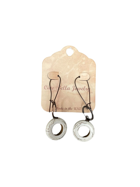 Copper Dangle Earrings With White Turquoise Hoop Bead – Bohemian Style Jewelry | Made in USA Michelle Marie Boutique  Earrings