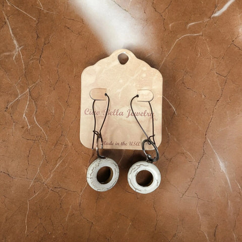 Copper Dangle Earrings With White Turquoise Hoop Bead – Bohemian Style Jewelry | Made in USA Michelle Marie Boutique  Earrings
