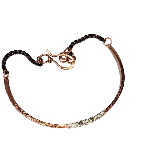 Copper Embossed Wire Wrapped Peruvian Opal Choker Necklace | Handmade in USA Alexa Martha Designs  Necklace