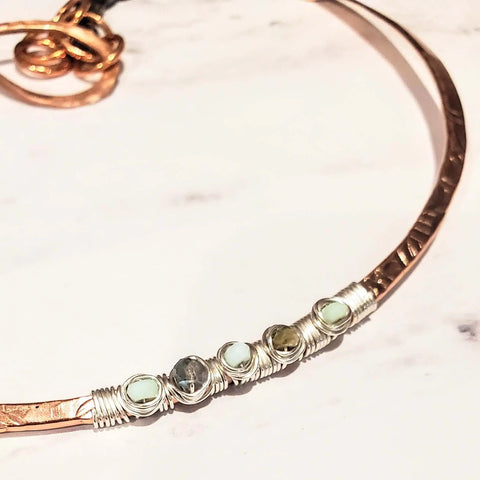 Copper Embossed Wire Wrapped Peruvian Opal Choker Necklace | Handmade in USA Alexa Martha Designs  Necklace