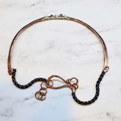 Copper Embossed Wire Wrapped Peruvian Opal Choker Necklace | Handmade in USA Alexa Martha Designs  Necklace