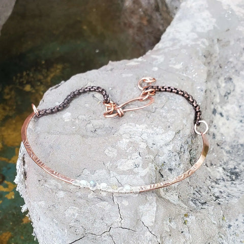 Copper Embossed Wire Wrapped Peruvian Opal Choker Necklace | Handmade in USA Alexa Martha Designs  Necklace