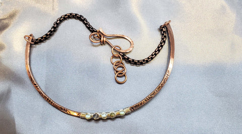 Copper Embossed Wire Wrapped Peruvian Opal Choker Necklace | Handmade in USA Alexa Martha Designs  Necklace