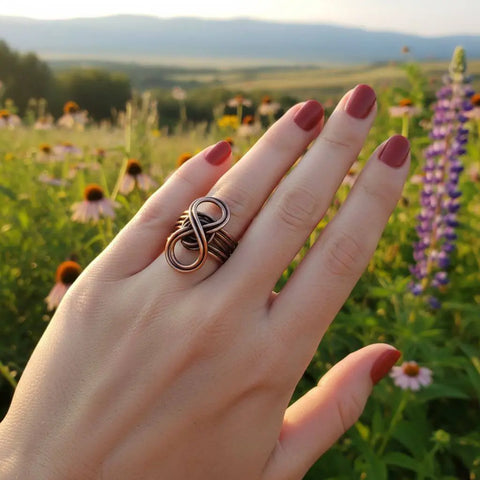 Copper Eternity Band Ring – Handcrafted Five-Band Design | Made in USA Alexa Martha Designs  Ring
