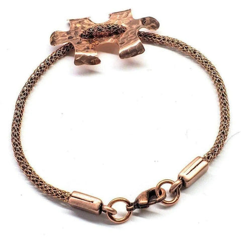 Copper Puzzle Piece Button Viking Knit Autism Awareness Bracelet Alexa Martha Designs  Bracelet