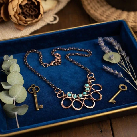 Copper Turquoise Wire Wrapped Necklace – Handmade Artisan Jewelry | Made in Montana Alexa Martha Designs  Necklace