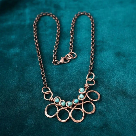 Copper Turquoise Wire Wrapped Necklace – Handmade Artisan Jewelry | Made in Montana Alexa Martha Designs  Necklace