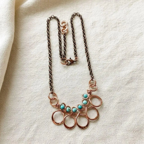 Copper Turquoise Wire Wrapped Necklace – Handmade Artisan Jewelry | Made in Montana Alexa Martha Designs  Necklace