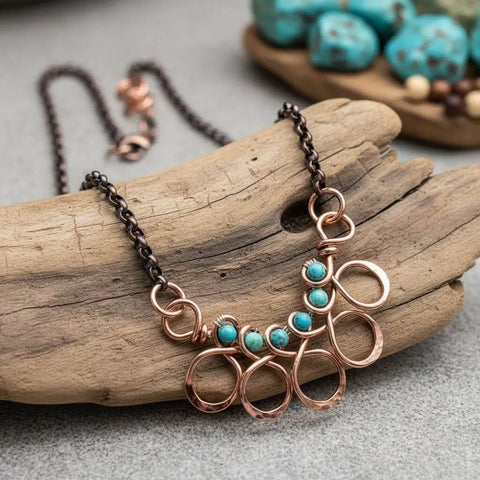 Copper Turquoise Wire Wrapped Necklace – Handmade Artisan Jewelry | Made in Montana Alexa Martha Designs  Necklace