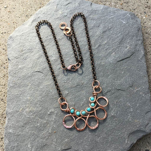 Copper Turquoise Wire Wrapped Necklace – Handmade Artisan Jewelry | Made in Montana Alexa Martha Designs  Necklace