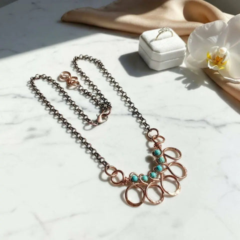 Copper Turquoise Wire Wrapped Necklace – Handmade Artisan Jewelry | Made in Montana Alexa Martha Designs  Necklace