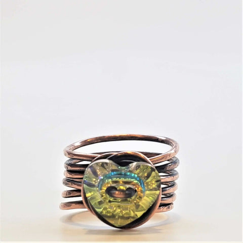 Copper Wire Wrapped Crystal Heart Statement Ring – Handmade Jewelry | Made in USA Alexa Martha Designs  Ring