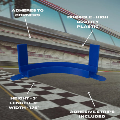 Chatelet Manufacturing’s Corner Wall Mount Track is Hot Wheels compatible, features a 90° turn, removable adhesive strips for wall mounting, and measures 3 H x 9 L x 1.75 W. Made in the USA—ideal for your racing track adventures!.