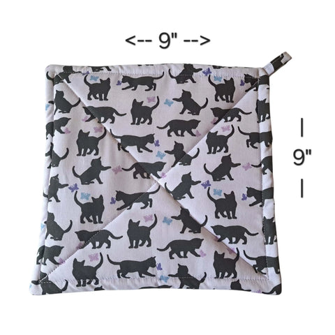Cotton Pot Holders Set of 2 – Cats and Butterflies Design – Handmade Kitchen Protection | Made in USA Frances Farm & Craft  Pot holders