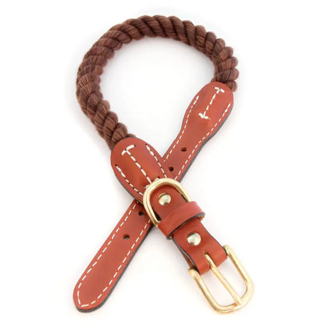 Cotton Rope Dog Collar With Leather Accents Auburn Leathercrafters  item