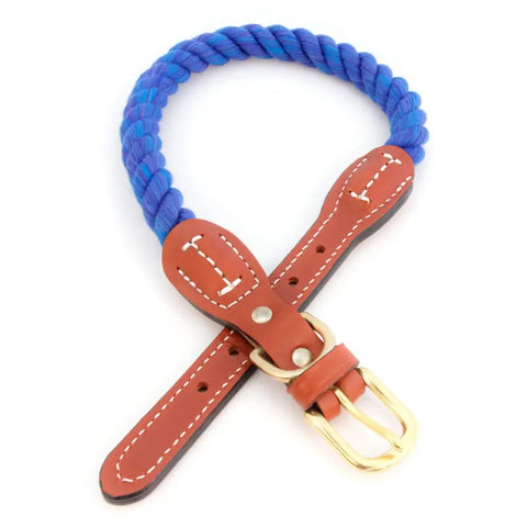 Cotton Rope Dog Collar With Leather Accents Auburn Leathercrafters  item
