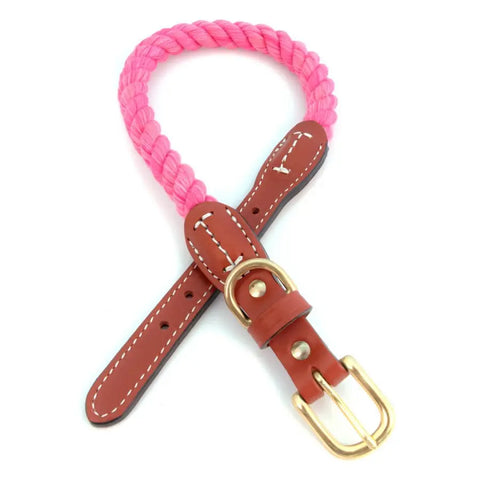 Cotton Rope Dog Collar With Leather Accents Auburn Leathercrafters  item