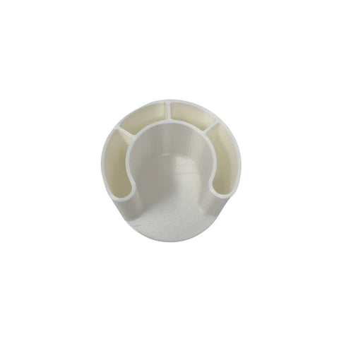 The Chatelet Manufacturing Cotton Swab Bathroom Organizer features a clean white finish and multiple compartments, ideal for organizing q-tips, cotton swabs, or exfoliating and cotton pads—perfect for tidy bathroom storage.