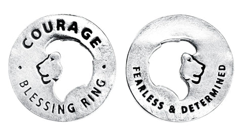 Courage Blessing Ring Charm – Handcrafted Pewter Lion Token | Inspirational Pocket or Necklace Gift | Made in USA Whitney Howard Designs  Blessing Ring