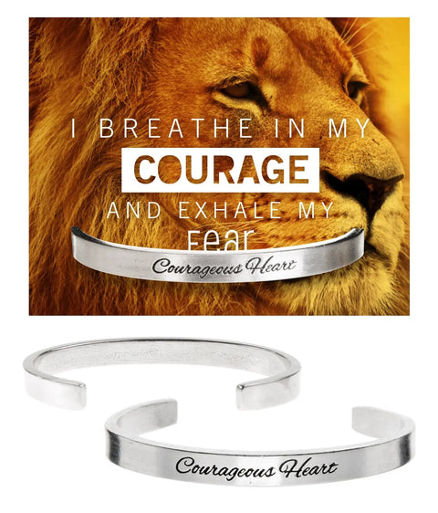 Courageous Heart Inspirational Pewter Cuff Bracelet – Recycled Lead-Free Metal | Made in USA Whitney Howard Designs  Cuff Bracelets