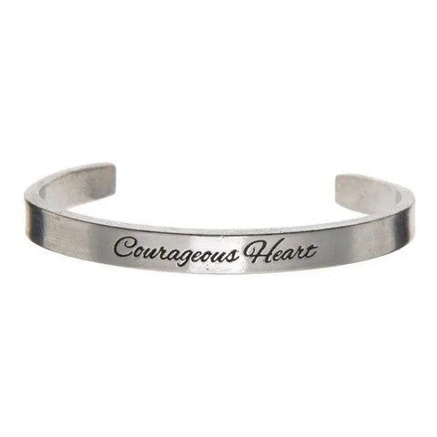Courageous Heart Inspirational Pewter Cuff Bracelet – Recycled Lead-Free Metal | Made in USA Whitney Howard Designs  Cuff Bracelets