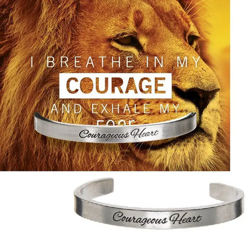 Courageous Heart Inspirational Pewter Cuff Bracelet – Recycled Lead-Free Metal | Made in USA Whitney Howard Designs  Cuff Bracelets