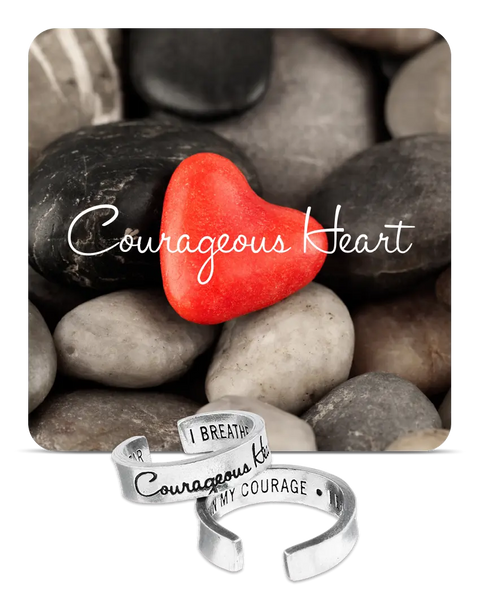 Courageous Heart Inspirational Script Ring – Adjustable Motivational Jewelry | Made in USA by Whitney Howard Designs Whitney Howard Designs  InspireRings