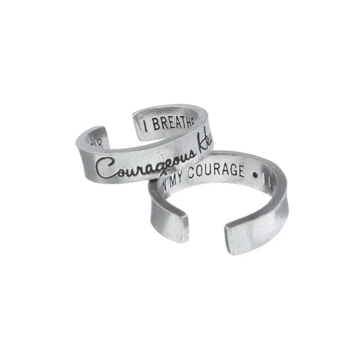 Courageous Heart Inspirational Script Ring – Adjustable Motivational Jewelry | Made in USA by Whitney Howard Designs Whitney Howard Designs  InspireRings