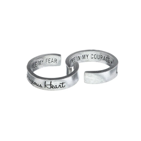 Courageous Heart Inspirational Script Ring – Adjustable Motivational Jewelry | Made in USA by Whitney Howard Designs Whitney Howard Designs  InspireRings