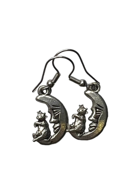 Cow Jumping Over the Moon Jewelry Set – Handcrafted Silver Pewter Charm Necklace and Earrings | Made in USA Michelle Marie Boutique  Jewelry Set