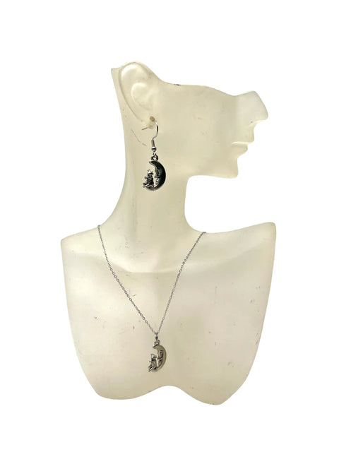 Cow Jumping Over the Moon Jewelry Set – Handcrafted Silver Pewter Charm Necklace and Earrings | Made in USA Michelle Marie Boutique  Jewelry Set