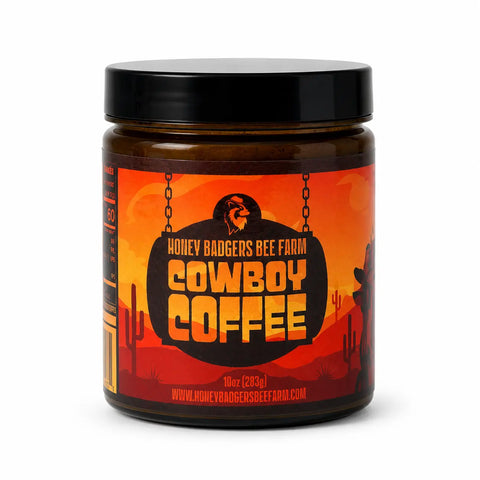 Cowboy Coffee Instant Blend with Real Raw Honey – 10 oz All-in-One Mix for Camping | Made in USA Honey Badgers Bee Farm  All Natural Coffee