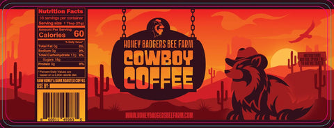 Cowboy Coffee - Instant Honey Coffee - All-in-One - Just Add to Hot Water Honey Badgers Bee Farm  All Natural Coffee