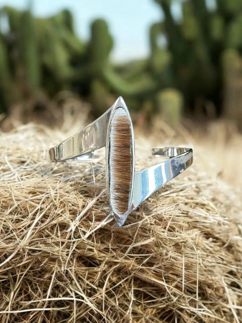 Cowhide Ellipse Cuff Bracelet -Sterling Silver Michelle Marie Boutique  Bracelet